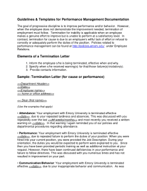 Free Download PDF Books, Sample Termination Letter for Cause or Performance Template