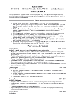 Free Download PDF Books, Accounting Resume Template