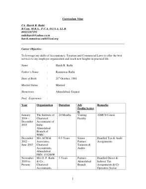 Free Download PDF Books, Experienced Chartered Accountant Resume Template