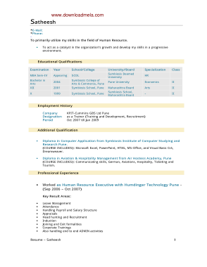 Free Download PDF Books, Resume of Senior HR Executive Template
