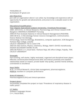 Free Download PDF Books, Clinical Research Fresher Resume Template