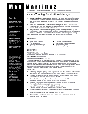 Free Download PDF Books, Resume for Retail Store Manager Template