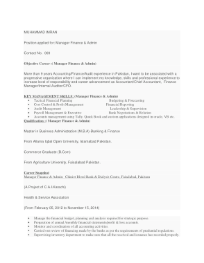 Free Download PDF Books, Resume of Finance Account Manager Template