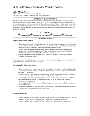 Free Download PDF Books, Administrative Functional Resume Template