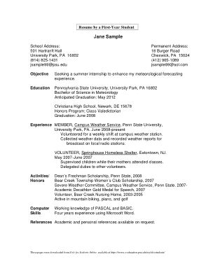 Free Download PDF Books, First Year Student Resume Template