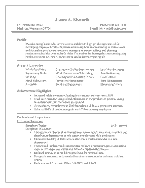 Free Download PDF Books, Production Resume Template
