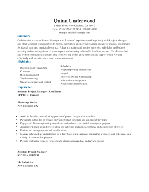 Free Download PDF Books, Underwood Assistant Resume Template