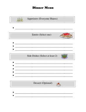 Free Download PDF Books, Dinner Menu Sample Template