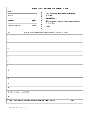 Free Download PDF Books, Grievant or Witness Statement Form Template