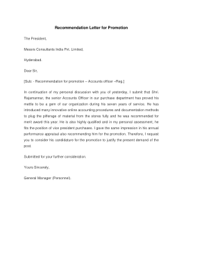 Free Download PDF Books, Job Promotion Recommendation Letter Template