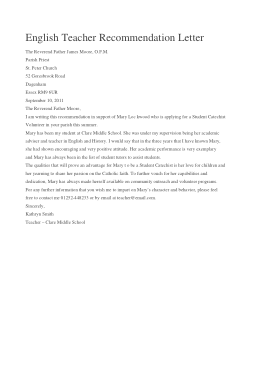 Free Download PDF Books, English Teacher Recommendation Letter Template