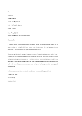 Free Download PDF Books, Thank You For Recommendation Letter Template