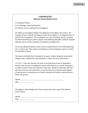 Free Download PDF Books, Adverse Notice Form Template