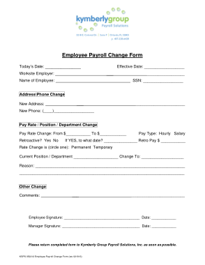 Free Download PDF Books, Employee Payroll Change Form Template