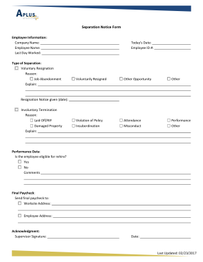 Free Download PDF Books, Separation Notice Form Template