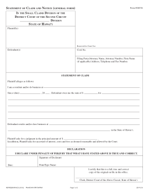Free Download PDF Books, Statement of Claim and Notice Form Template