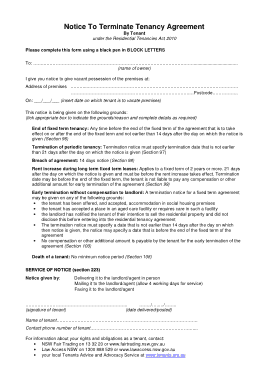 Free Download PDF Books, Sample Tenancy Termination Notice Agreement Form Template