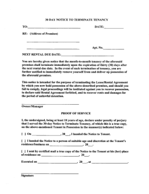 Free Download PDF Books, Terminate Tenancy 30 Day Vacate Notice Form Template