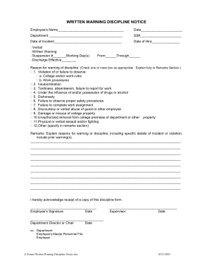 Free Download PDF Books, Discipline Warning Notice Form Template