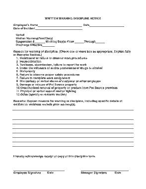 Free Download PDF Books, Written Employee Warning Notice Form Template