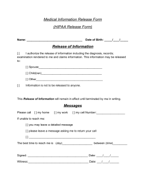 Free Download PDF Books, HIPAA Medical Record Release Form Template