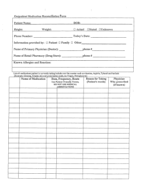 Free Download PDF Books, Outpatient Medication Reconciliation Form Template