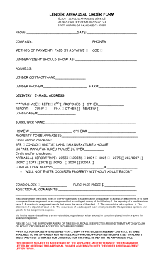 Free Download PDF Books, Lender Appraisal Order Form Template