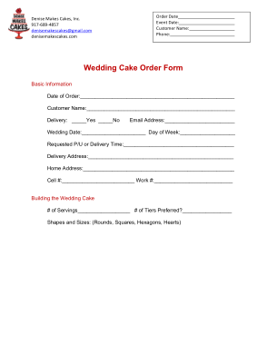 Free Download PDF Books, Wedding Cake Order Form Template