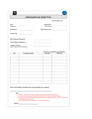 Free Download PDF Books, Catering Services Order Form Template