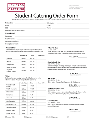 Free Download PDF Books, Student Catering Order Form Template