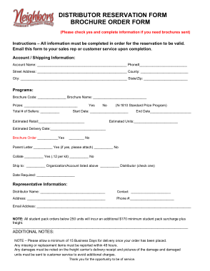Free Download PDF Books, Distributor Reservation Order Form Template