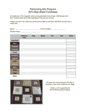 Free Download PDF Books, Bedsheet Fundraiser Order Form Template