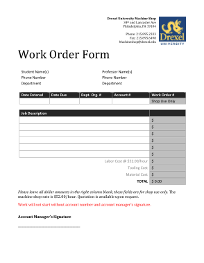 Free Download PDF Books, Drexelmachine Shop Work Order Form Template