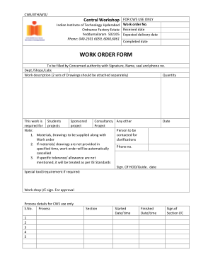 Free Download PDF Books, Free Printable Work Order Form Pdf Template
