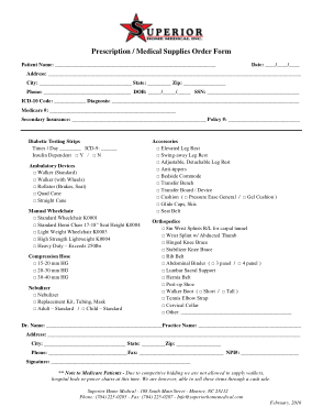 Free Download PDF Books, Prescription Medical Supply Order Form Template