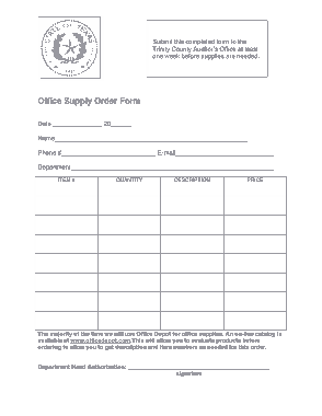 Free Download PDF Books, Printable Office Supply Order Form Template