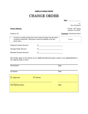 Free Download PDF Books, Sample Change Order Form Template