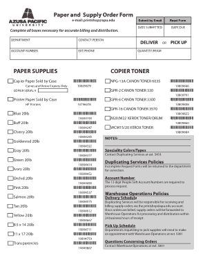 Free Download PDF Books, Paper and Supply Order Form Template