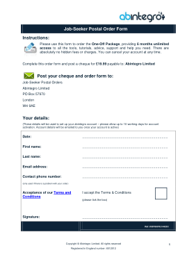 Free Download PDF Books, Job Seeker Postal Order Form Template