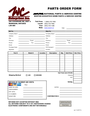 Free Download PDF Books, Parts Purchase Order Form Template