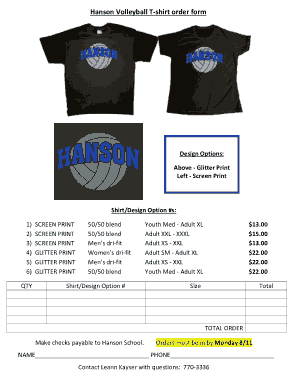 Free Download PDF Books, Volleyball Shirt Order Form Template