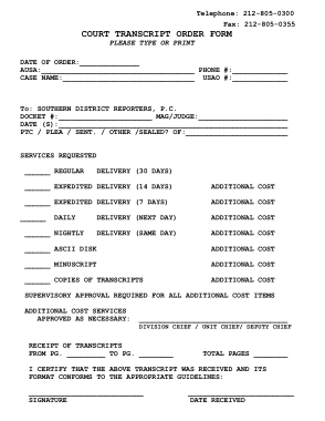 Free Download PDF Books, Court Transcript Order Form Sample Template