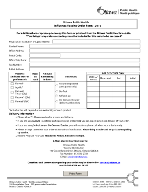 Free Download PDF Books, Sample Influenza Vaccine Order Form Template