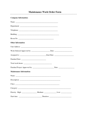 Free Download PDF Books, Maintenance Work Order Sample Form Template