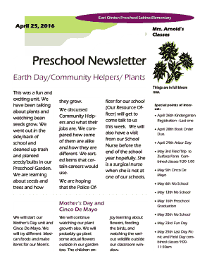 Free Download PDF Books, Simple Preschool Newsletter Template