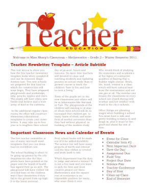 Free Download PDF Books, Teacher Newsletter Template