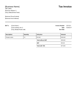 Free Download PDF Books, Business Tax Invoice Template