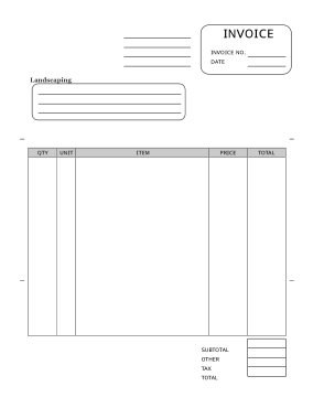 Free Download PDF Books, Blank Landscaping Invoice Template