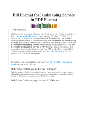 Free Download PDF Books, Landscaping Billing Invoice Template