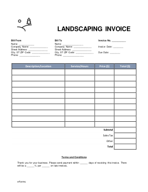 Free Download PDF Books, Landscaping Invoice Form Template